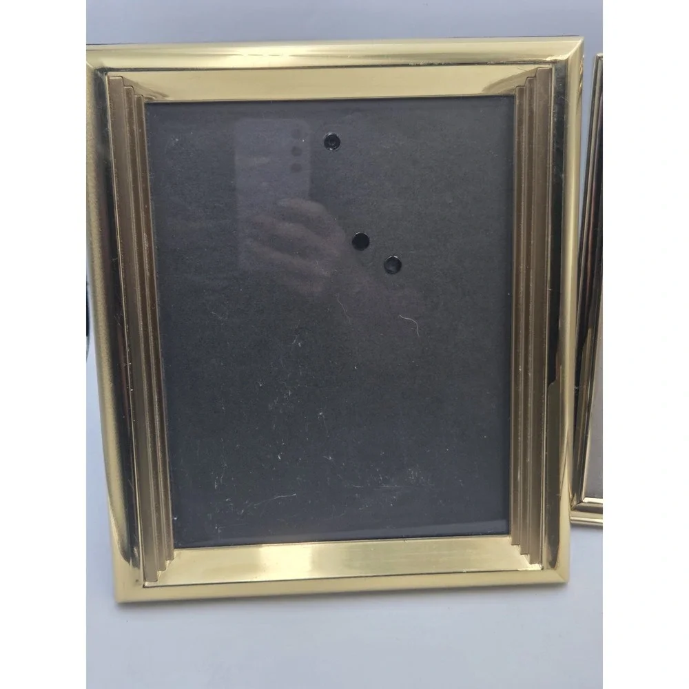 VTG Gold Brass Plated Picture Frames Lot of 4 - Mixed Sizes - Mid Century